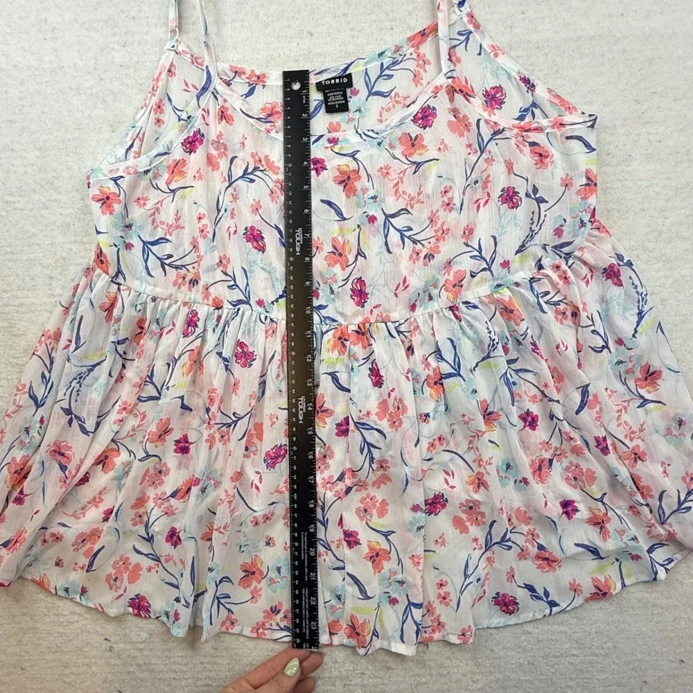 Torrid Womens Plus 3 Floral Babydoll Cami Tank Top Chiffon Boho cottagecore - Picture 4 of 7
